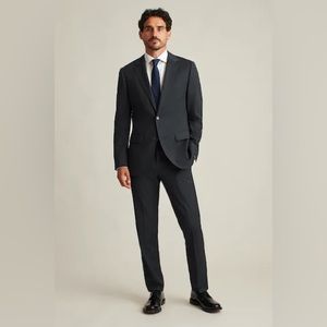 Bonobos FULL jetsetter super 120s Italian wool suit in black w subtle pattern